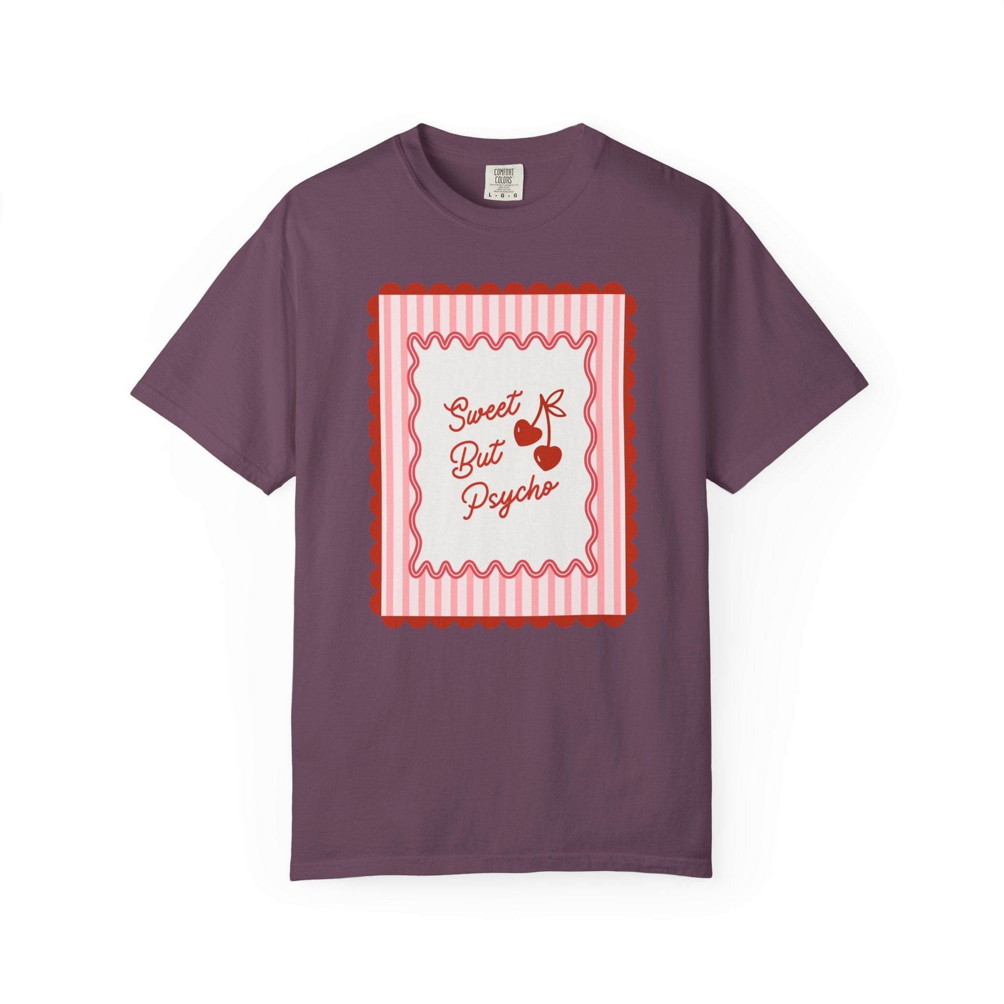 Sweet but Psycho Valentine's Day Tee, Funny shirt, Trendy shirt with Scallops and Stripes