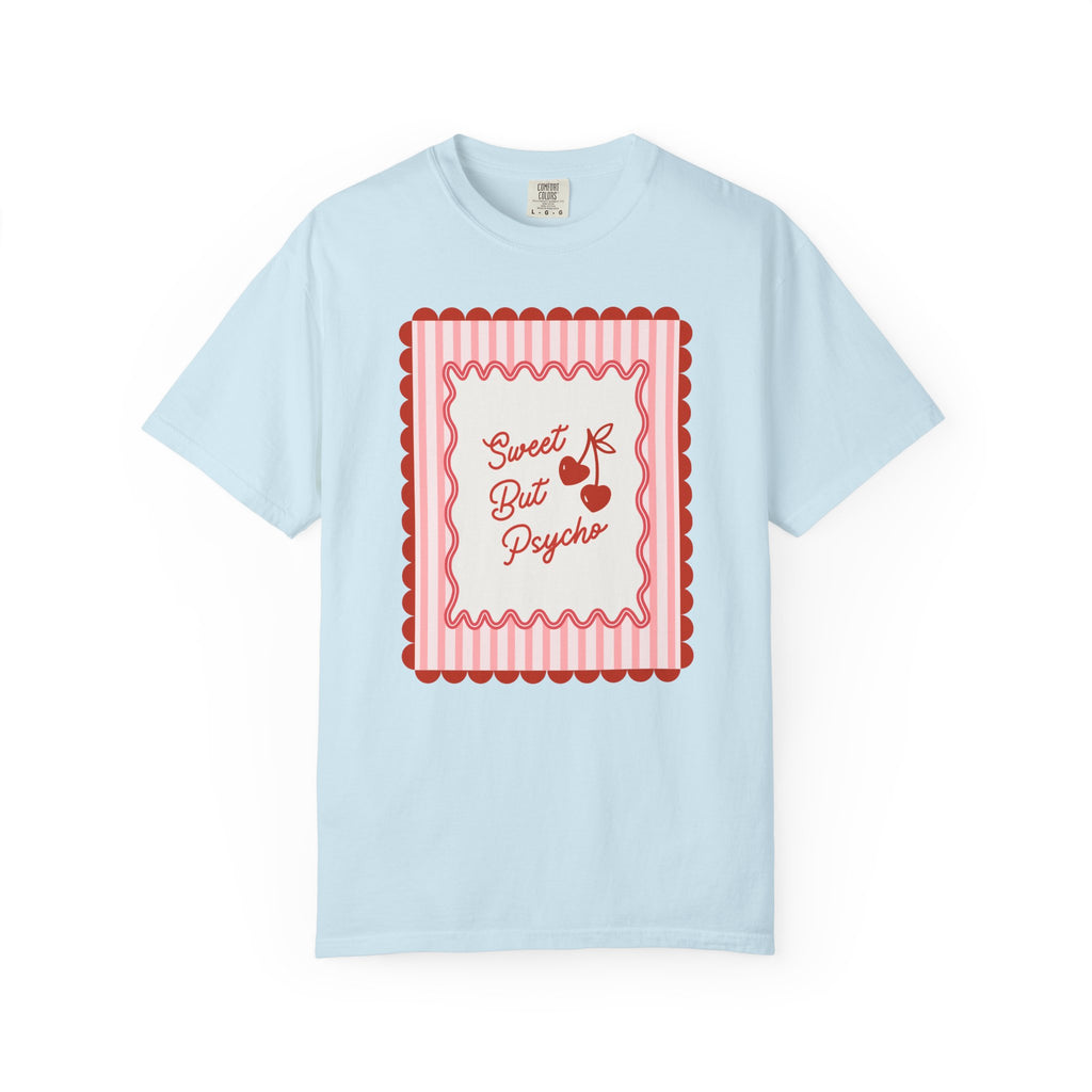 Sweet but Psycho Valentine's Day Tee, Funny shirt, Trendy shirt with Scallops and Stripes