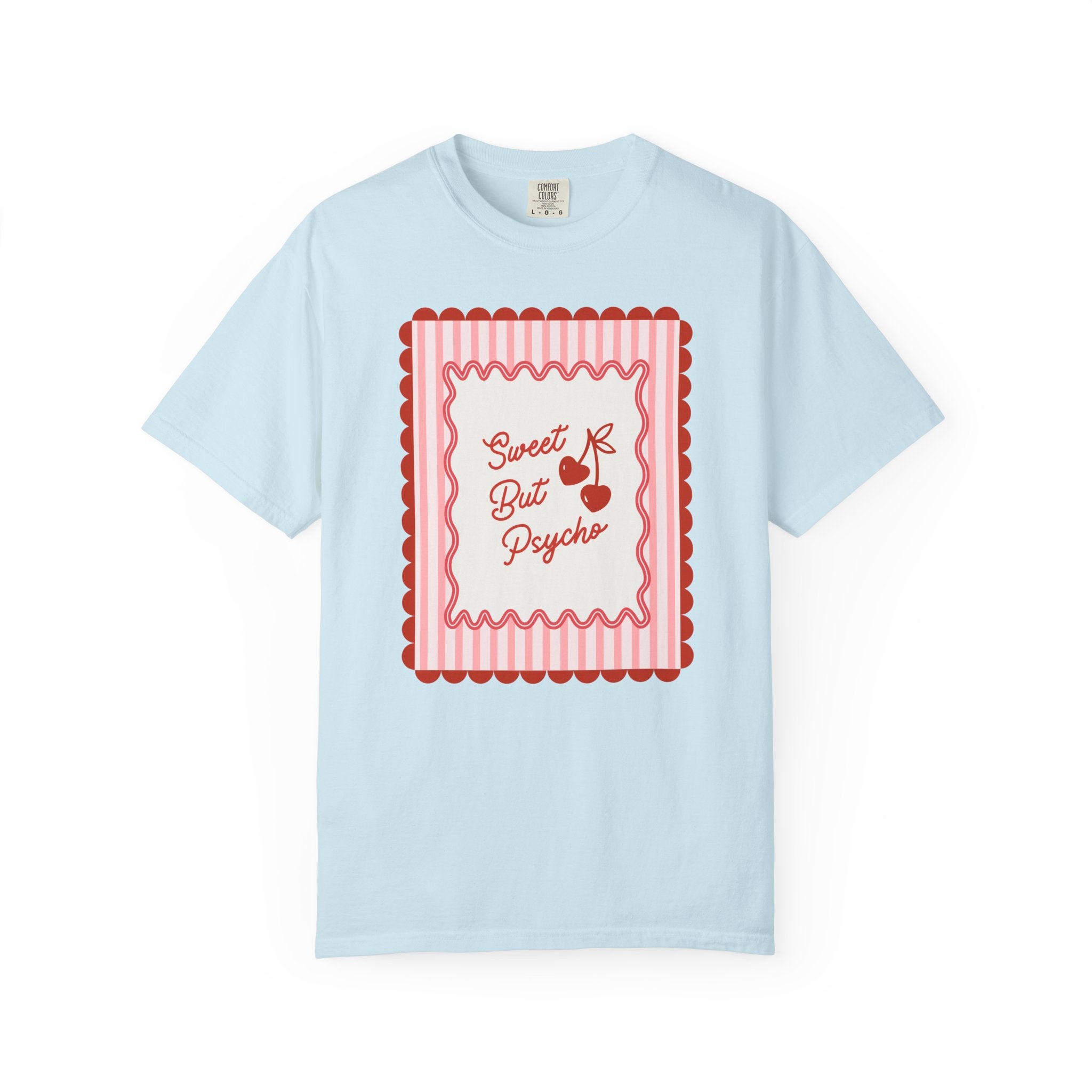 Sweet but Psycho Valentine's Day Tee, Funny shirt, Trendy shirt with Scallops and Stripes