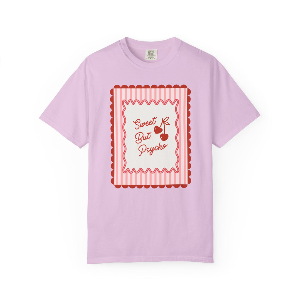 Sweet but Psycho Valentine's Day Tee, Funny shirt, Trendy shirt with Scallops and Stripes