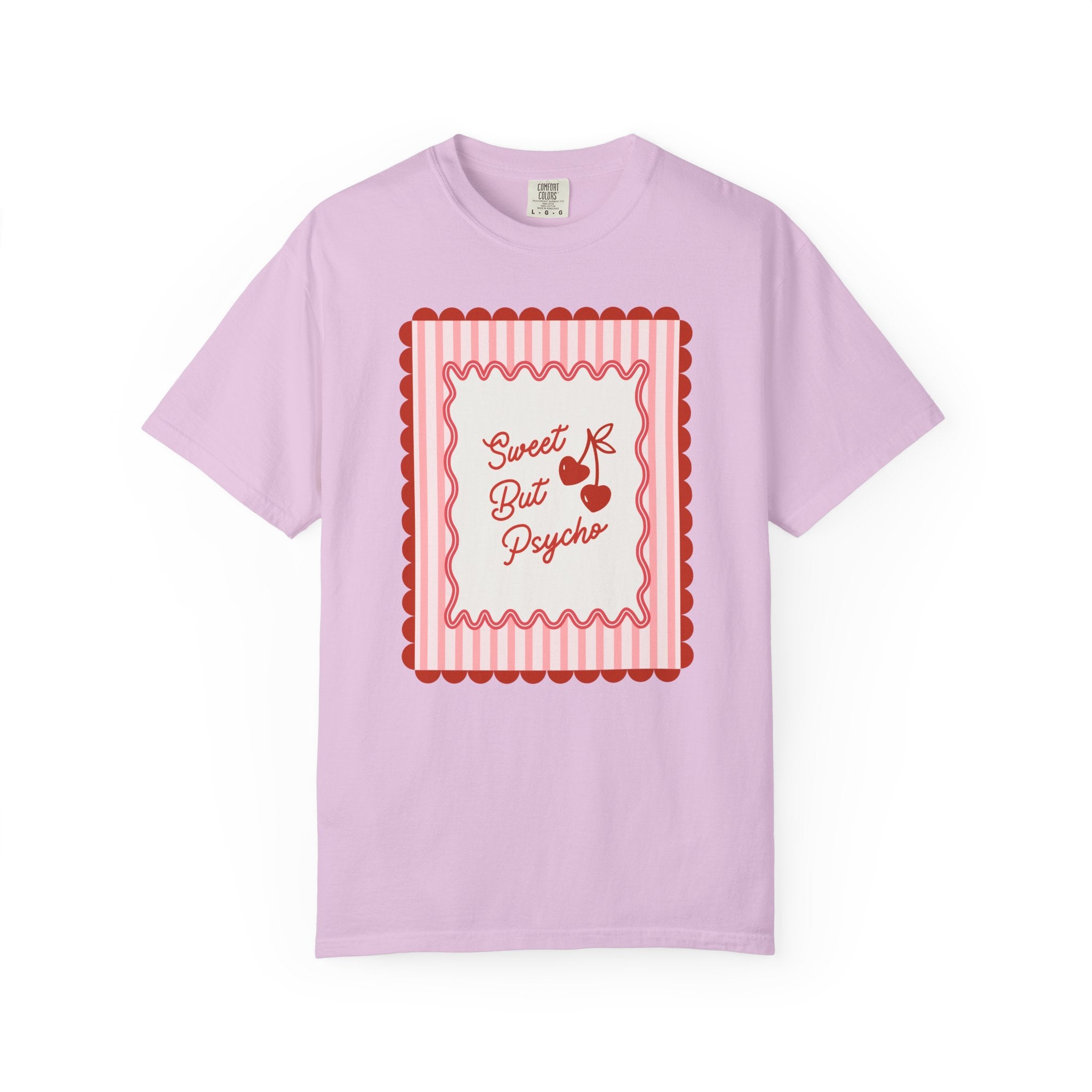 Sweet but Psycho Valentine's Day Tee, Funny shirt, Trendy shirt with Scallops and Stripes