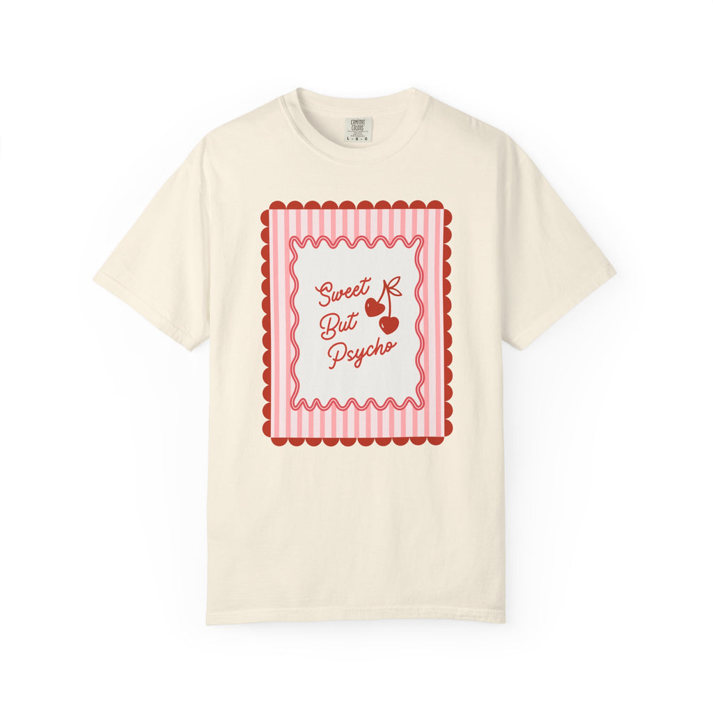 Sweet but Psycho Valentine's Day Tee, Funny shirt, Trendy shirt with Scallops and Stripes