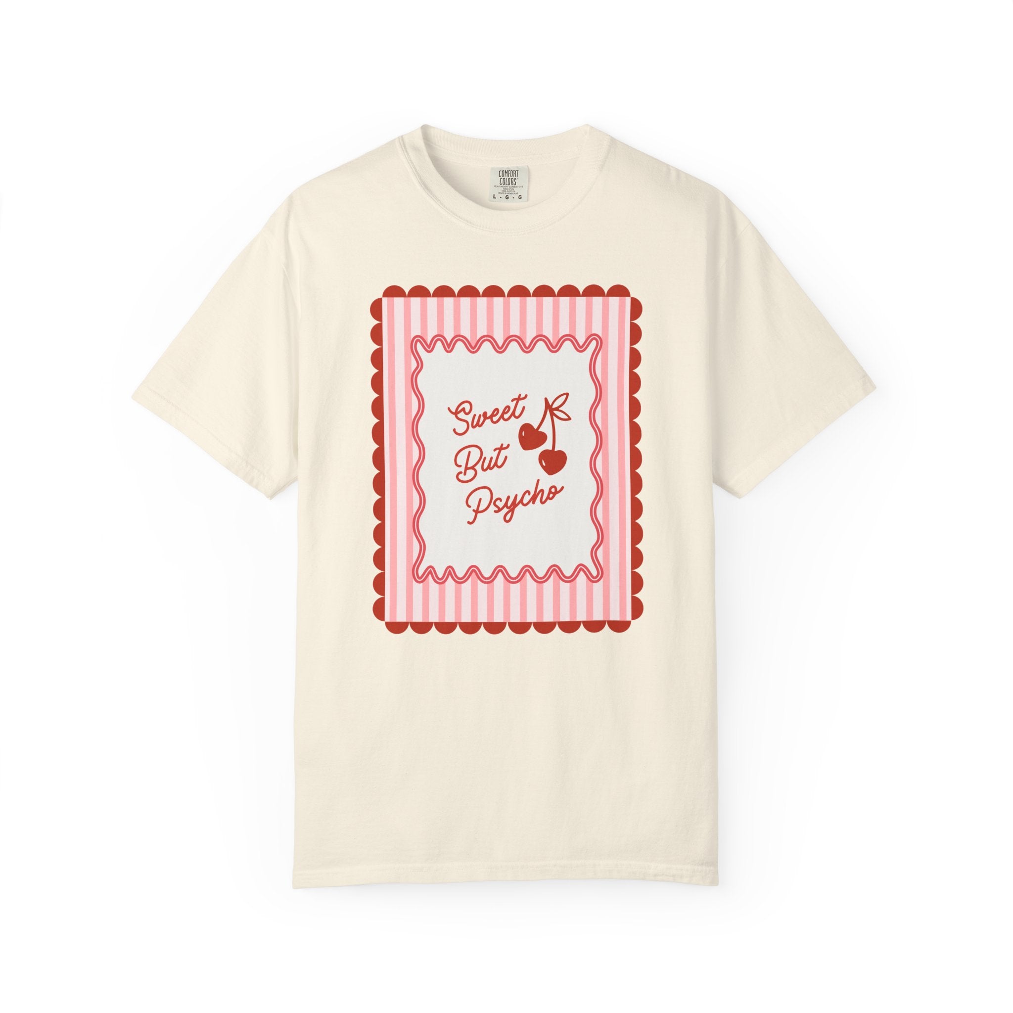 Sweet but Psycho Valentine's Day Tee, Funny shirt, Trendy shirt with Scallops and Stripes
