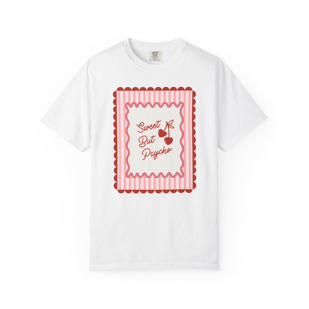 Sweet but Psycho Valentine's Day Tee, Funny shirt, Trendy shirt with Scallops and Stripes