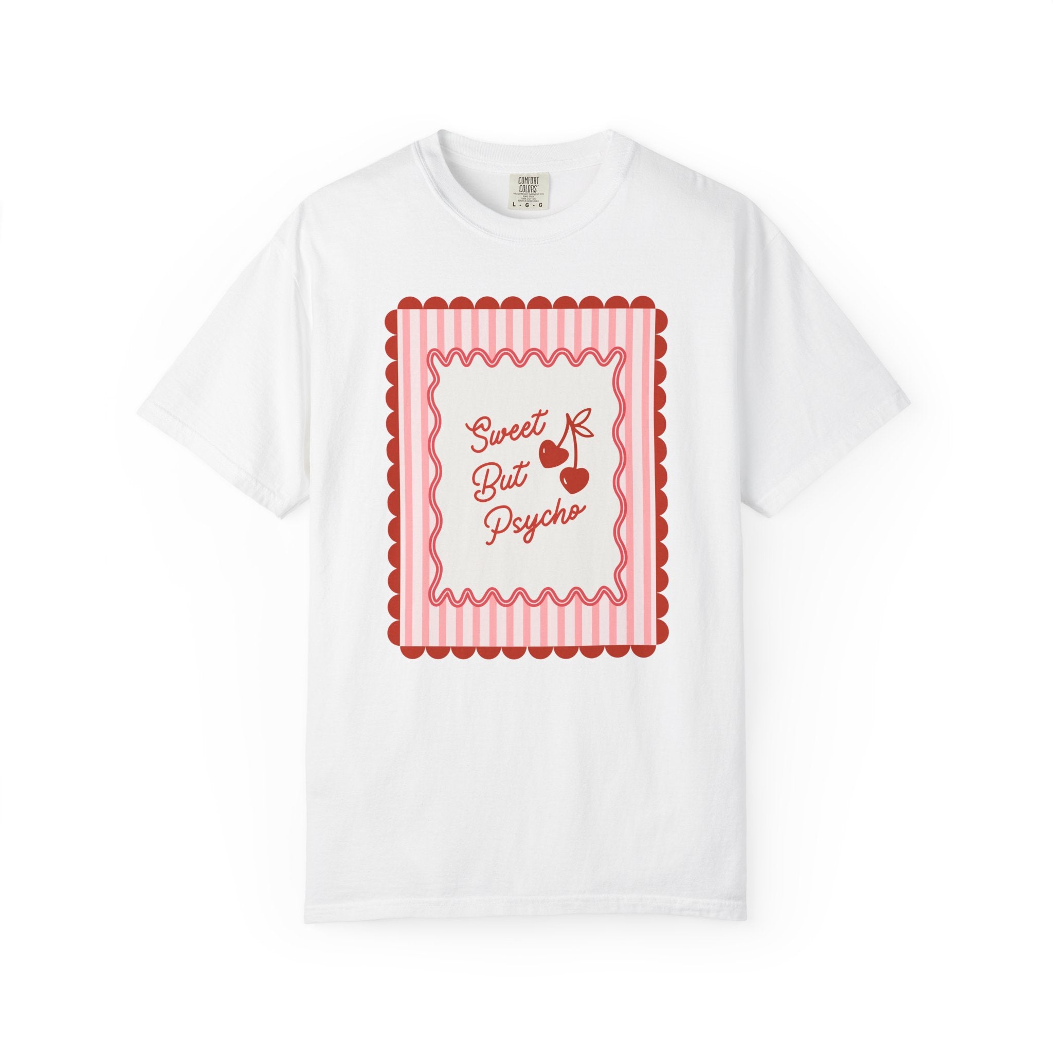 Sweet but Psycho Valentine's Day Tee, Funny shirt, Trendy shirt with Scallops and Stripes