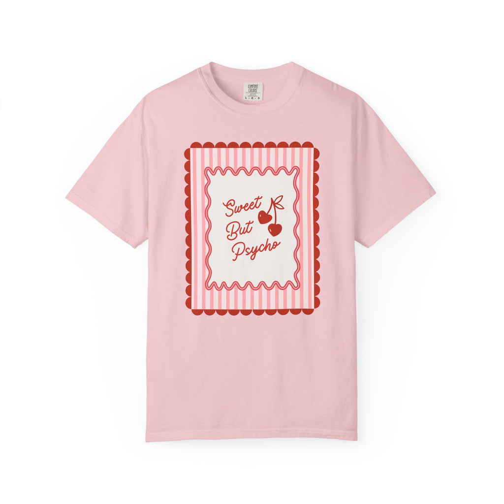 Sweet but Psycho Valentine's Day Tee, Funny shirt, Trendy shirt with Scallops and Stripes