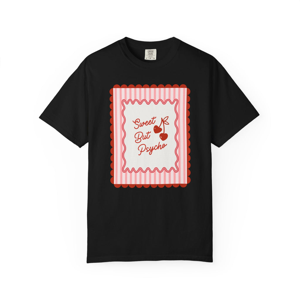 Sweet but Psycho Valentine's Day Tee, Funny shirt, Trendy shirt with Scallops and Stripes